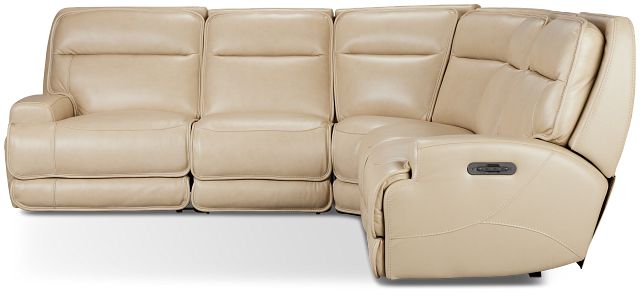 Casey Light Beige Lthr/vinyl Small Two-arm Power Reclining Sectional