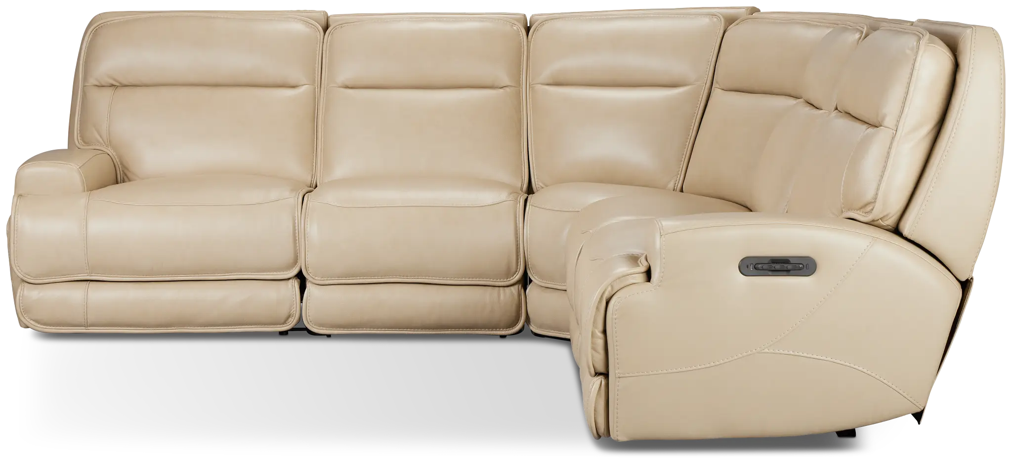 Casey Light Beige Lthr/vinyl Small Two-arm Power Reclining Sectional Casey Light Beige Lthr/vinyl Small Two-arm Power Reclining Sectional