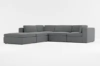 Destin Delray Dark Gray Fabric 5pc Bumper Sectional