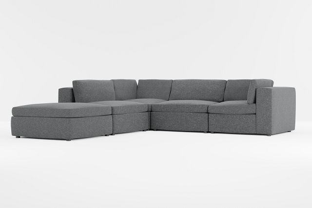 Destin Delray Dark Gray Fabric 5pc Bumper Sectional