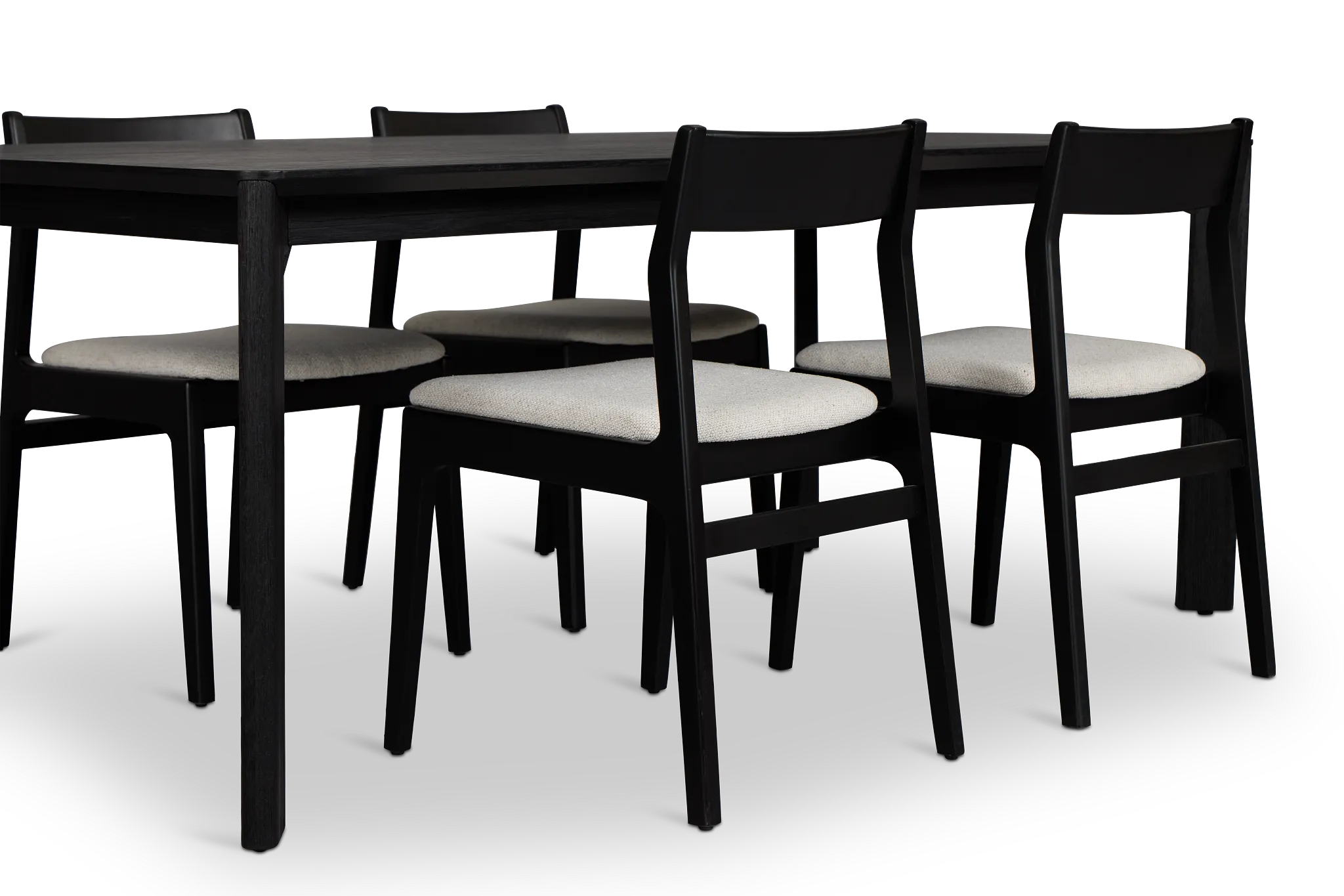 Santorini Black Rect Table & 4 Upholstered Chairs