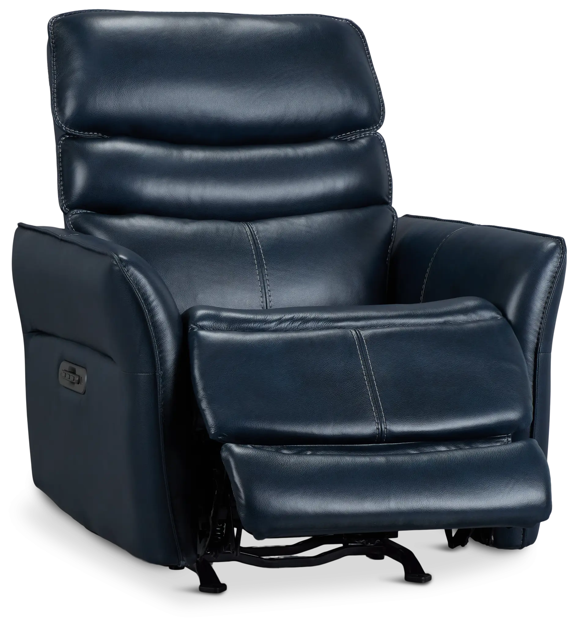 Preston Dark Blue Lthr/vinyl Power Recliner With Heat And Massage Preston Dark Blue Lthr/vinyl Power Recliner With Heat And Massage