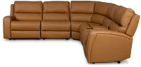 Summit Light Brown Lthr/vinyl Medium Triple Power 2-arm Sectional