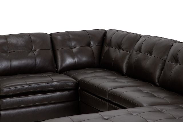 Braden Dark Brown Leather Medium Right Chaise Sectional