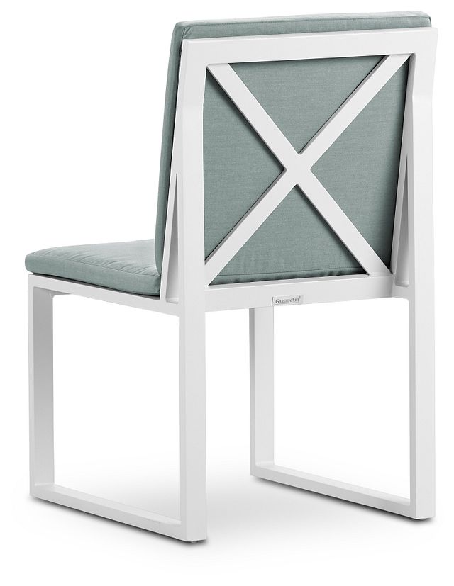 Linear White Teal Aluminum Cushioned Chair