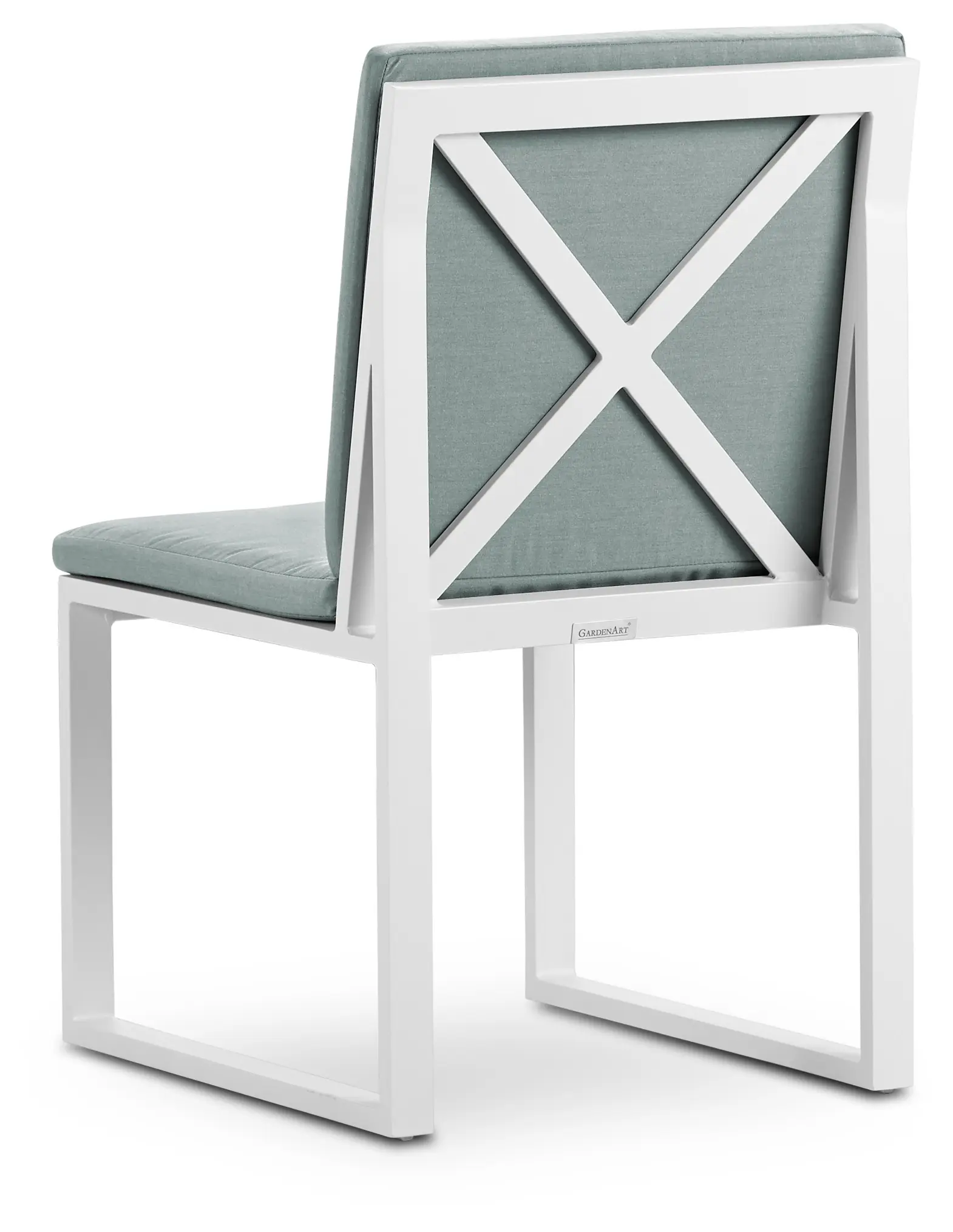 Linear White Teal Aluminum Cushioned Chair Linear White Teal Aluminum Cushioned Chair