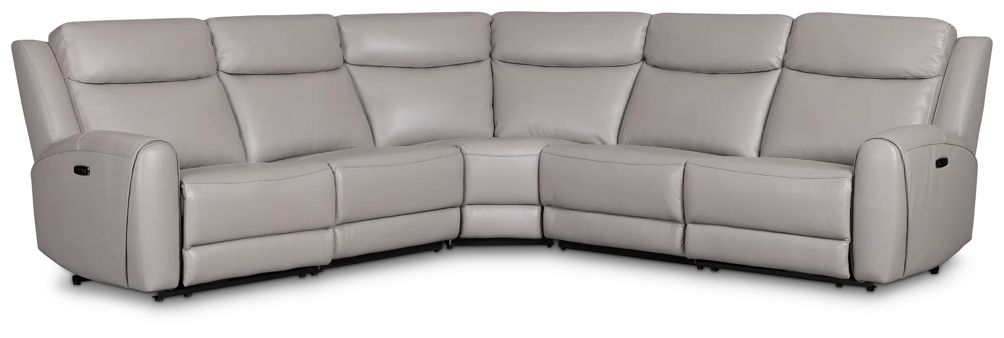 Walker Light Gray Lthr/vinyl Small Two-arm Power Reclining Sectional