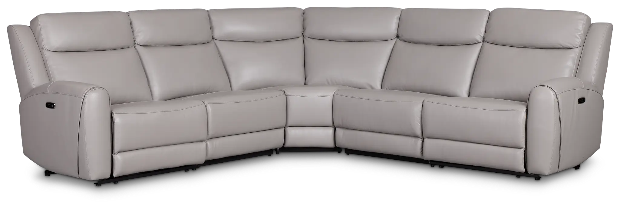 Walker Light Gray Lthr/vinyl Small Two-arm Power Reclining Sectional Walker Light Gray Lthr/vinyl Small Two-arm Power Reclining Sectional