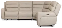 Wilder Taupe Leather Medium Dual Power Sectional W/refrigerated Console