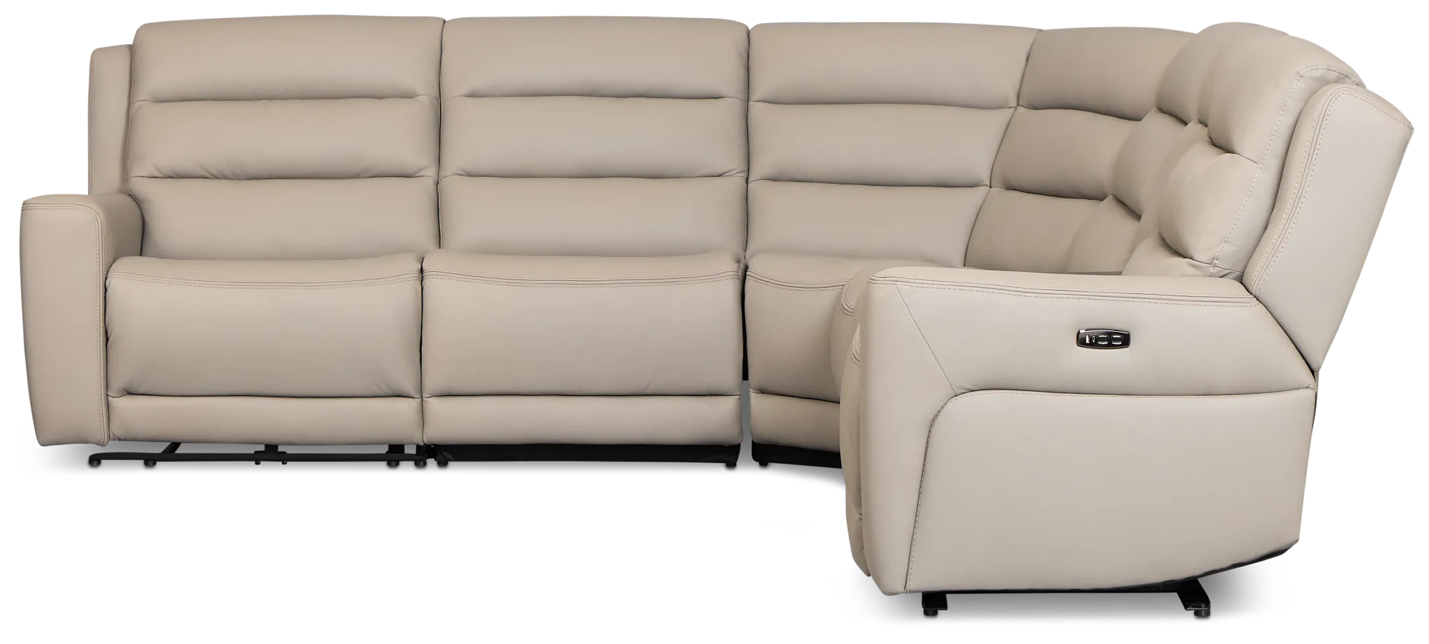 Wilder Taupe Leather Medium Dual Power Sectional W/refrigerated Console