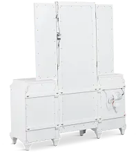 Milan White Vanity & Mirror With Stool