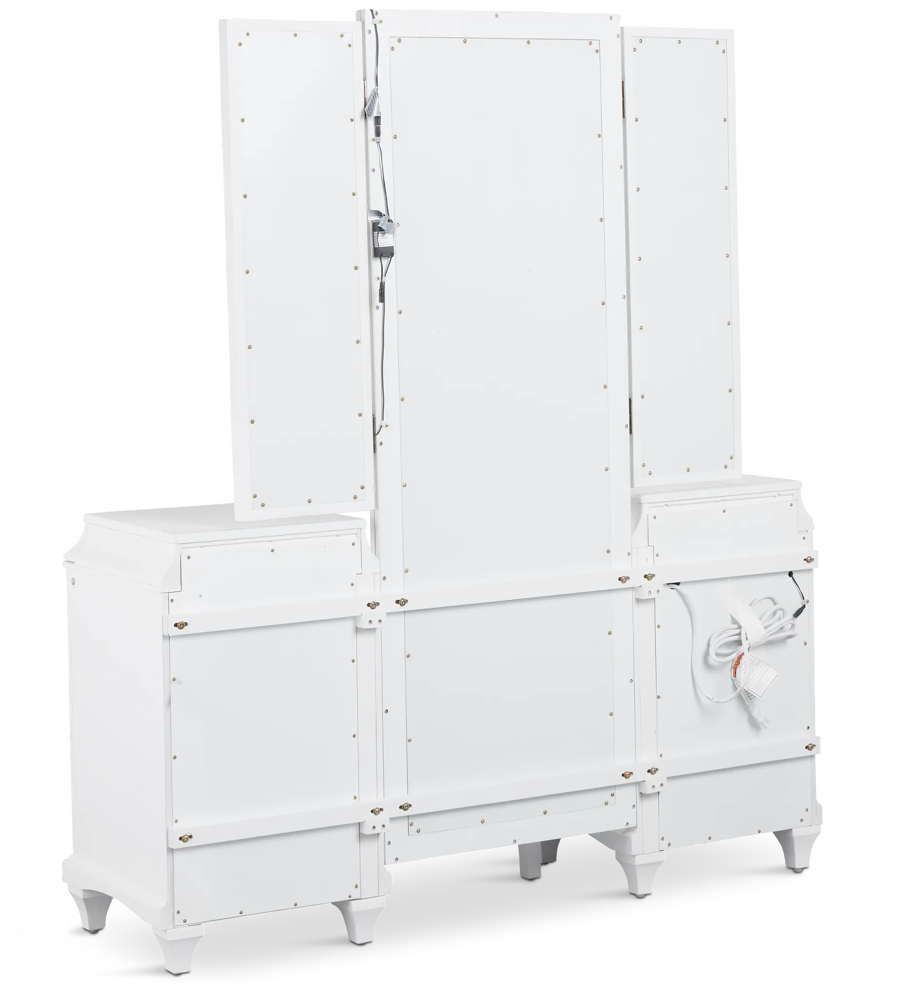 Milan White Vanity & Mirror With Stool