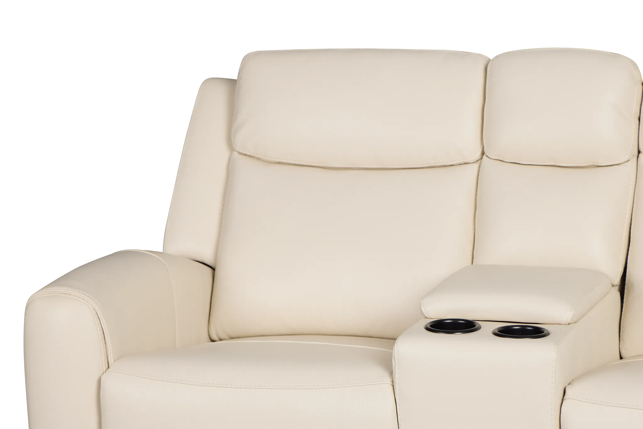 Walker Ivory Lthr/vinyl Reclining Console Loveseat