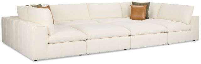 Cruz White Fabric 8-piece Pit Sectional