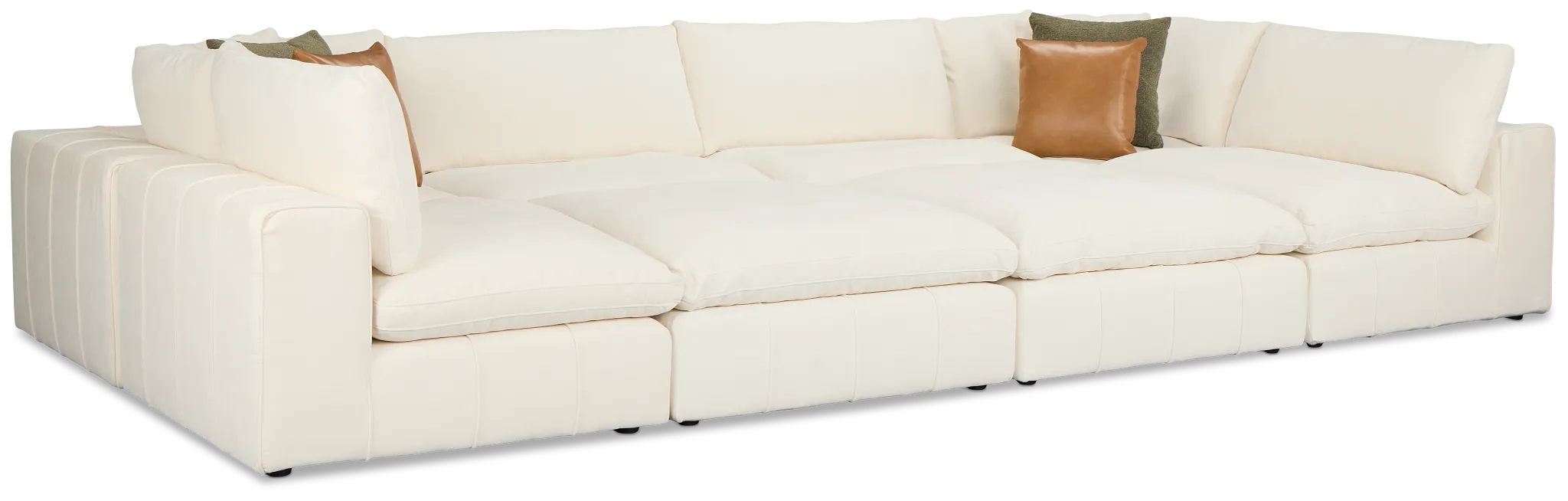 Cruz White Fabric 8-piece Pit Sectional