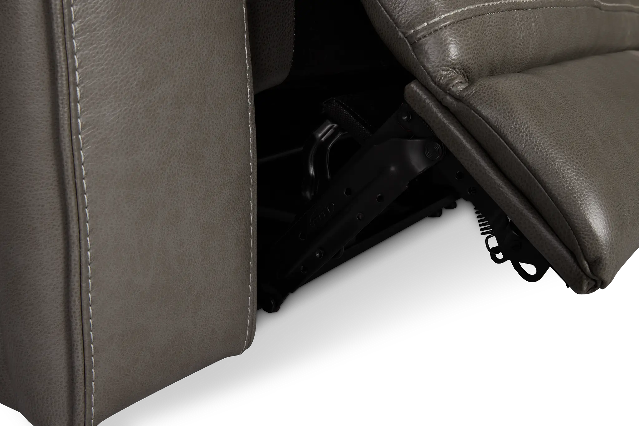 Jasper Gray Leather Small Two-arm Power Reclining Sectional Jasper Gray Leather Small Two-arm Power Reclining Sectional