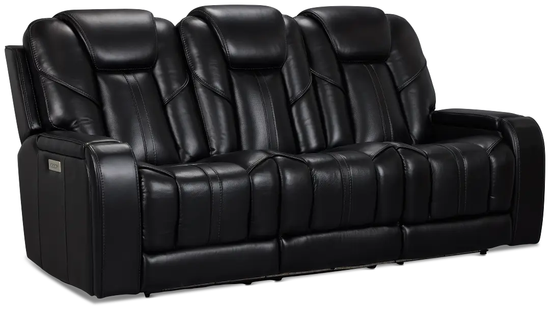 Eclipse Black Lthr/vinyl Power Reclining Sofa W/ Massage Eclipse Black Lthr/vinyl Power Reclining Sofa W/ Massage
