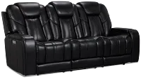 Eclipse Black Lthr/vinyl Power Reclining Sofa W/ Massage