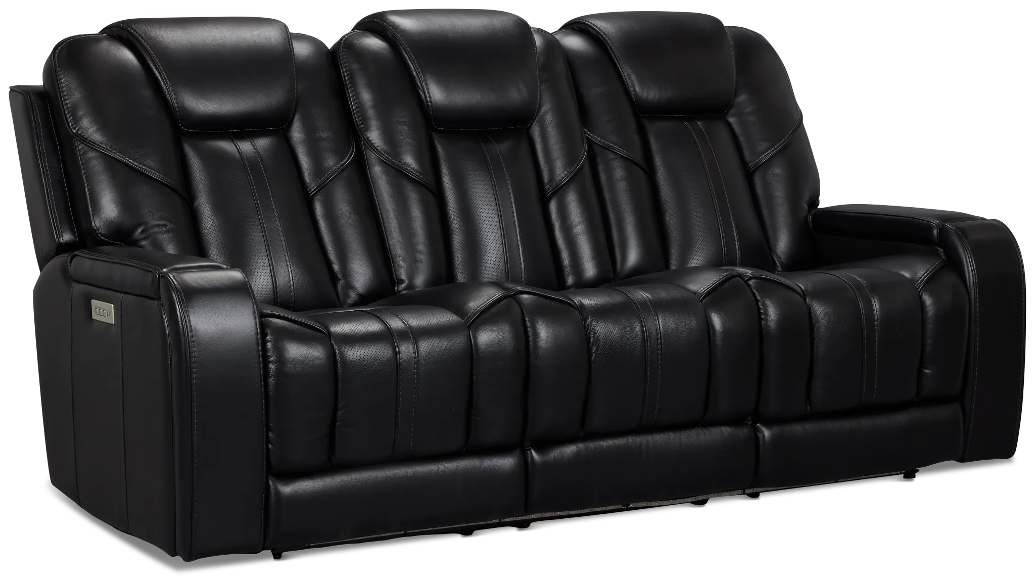 Eclipse Black Lthr/vinyl Power Reclining Sofa W/ Massage
