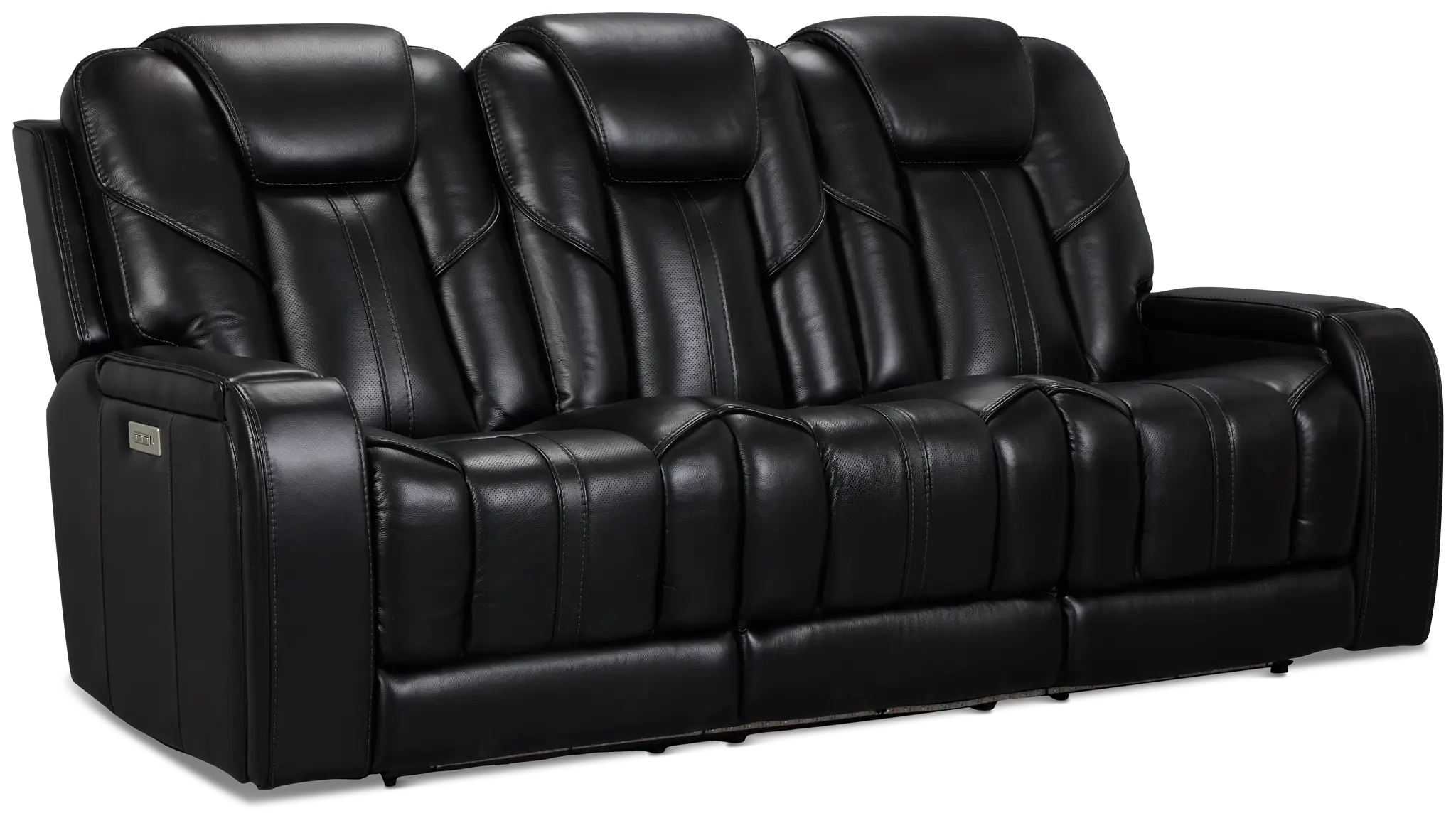 Eclipse Black Lthr/vinyl Power Reclining Sofa W/ Massage Eclipse Black Lthr/vinyl Power Reclining Sofa W/ Massage
