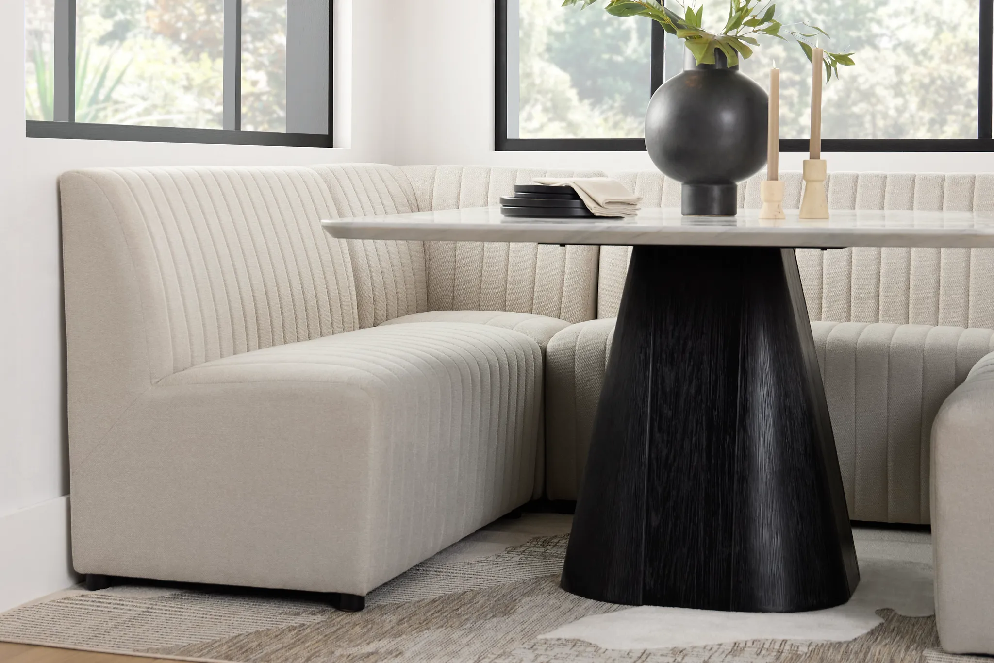 Tifton Light Beige Upholstered Dining Bench