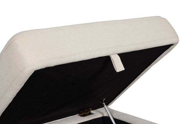 Addie Beige Fabric Storage Ottoman