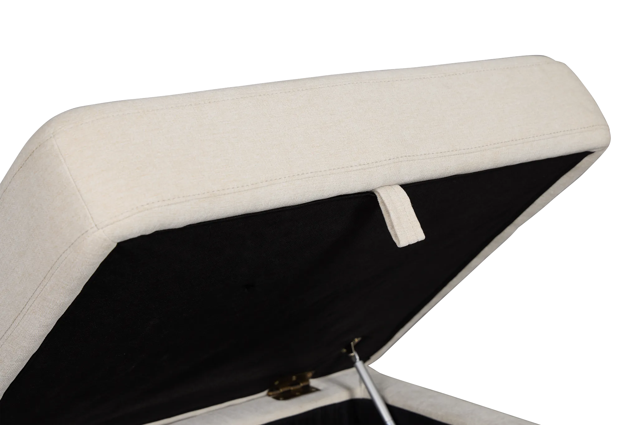 Addie Beige Fabric Storage Ottoman