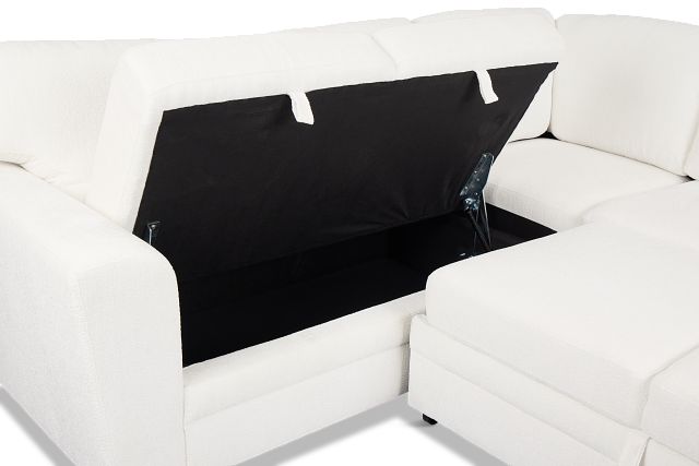Everly White Fabric Small 2-arm Right Sleeper Storage Sectional