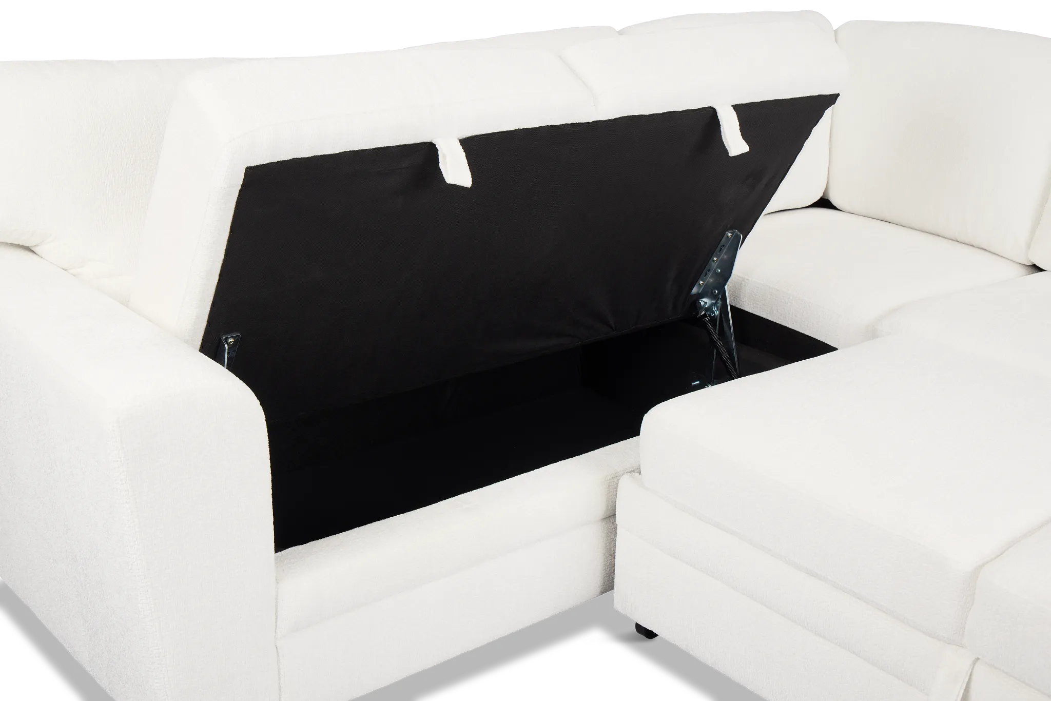 Everly White Fabric Small 2-arm Right Sleeper Storage Sectional