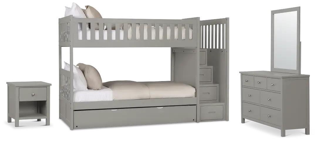 Charleston Gray Step Bunk Bed Trundle Bedroom Charleston Gray Step Bunk Bed Trundle Bedroom