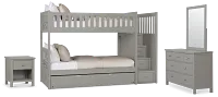 Charleston Gray Step Bunk Bed Trundle Bedroom