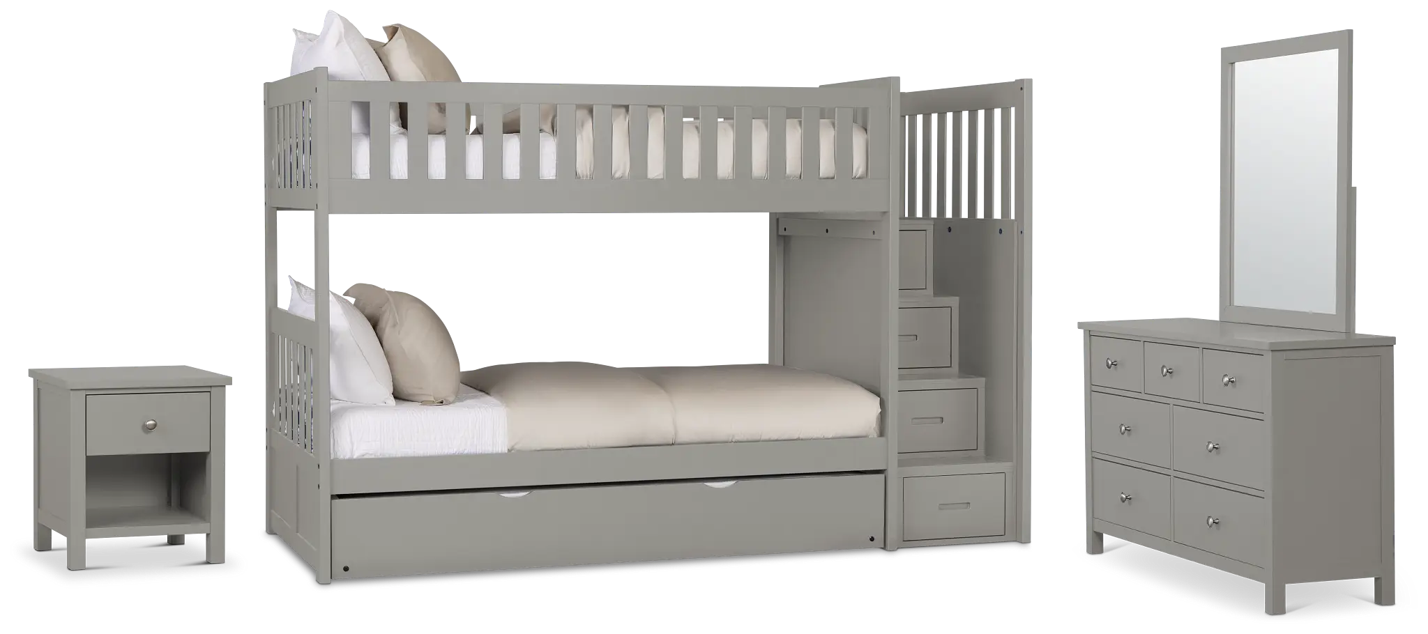 Charleston Gray Step Bunk Bed Trundle Bedroom Charleston Gray Step Bunk Bed Trundle Bedroom