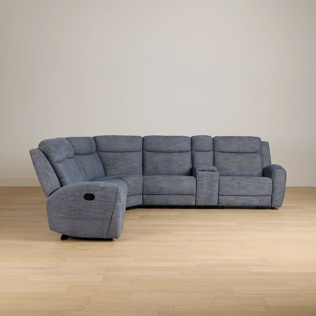Walker Blue Fabric Medium Dual Manual 2-arm Sectional