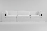Destin Revenue White Fabric 3-piece Modular Sofa