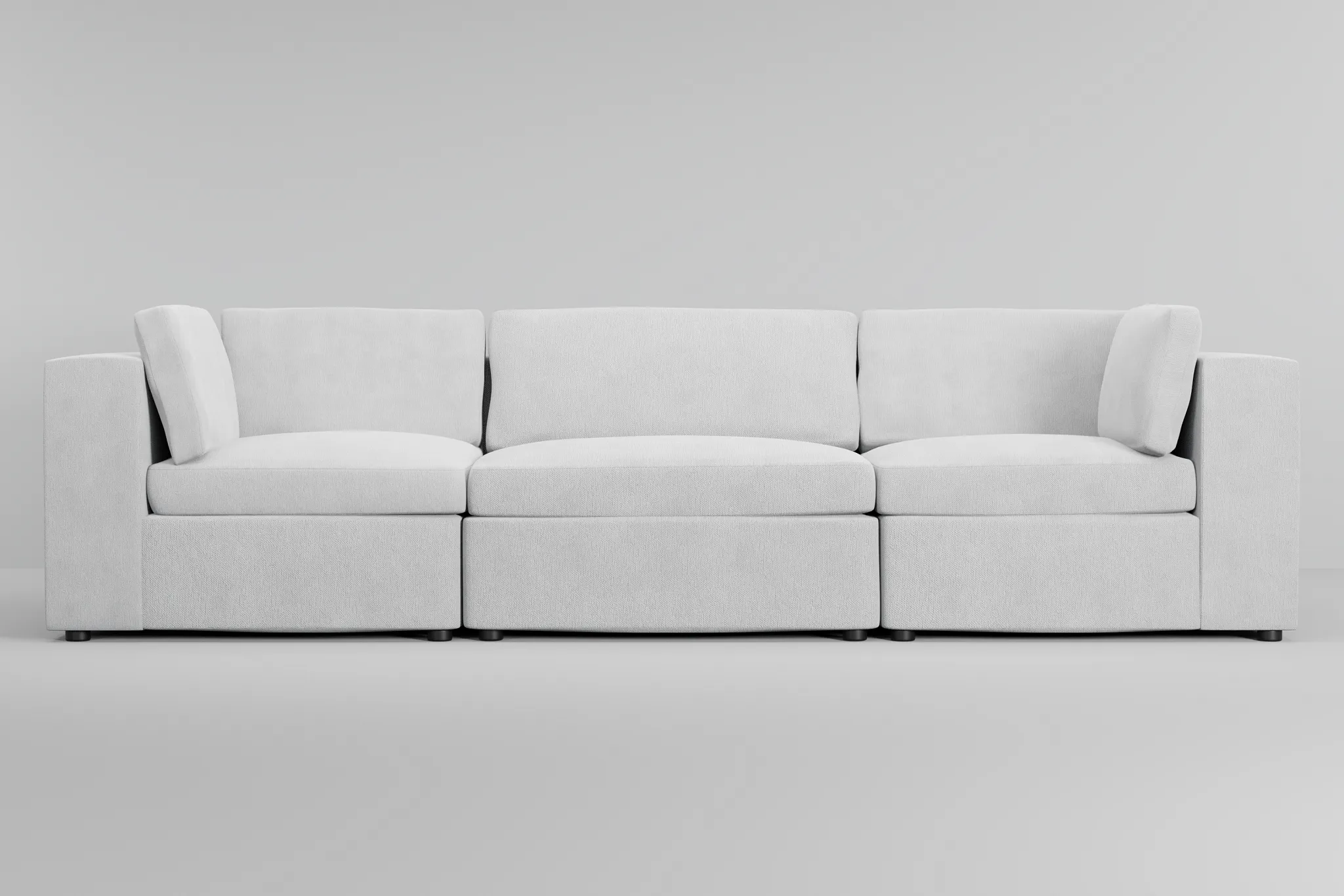 Destin Revenue White Fabric 3-piece Modular Sofa
