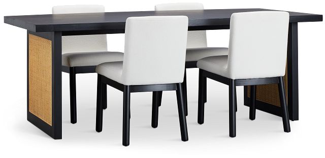Brisbane Black Rectangular Table & 4 Upholstered Chairs