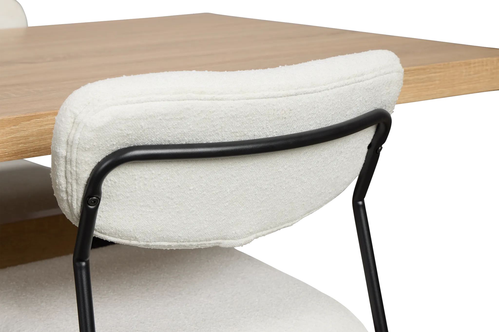 Lynden Light Tone Rect Table & 4 White Metal Upholstered Side Chairs