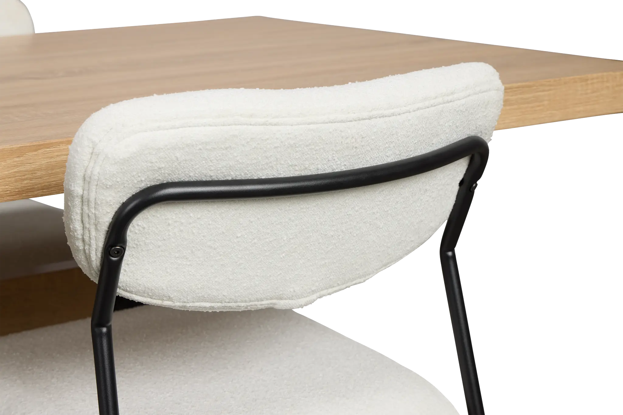 Lynden Light Tone Rect Table & 4 White Metal Upholstered Side Chairs Lynden Light Tone Rect Table & 4 White Metal Upholstered Side Chairs
