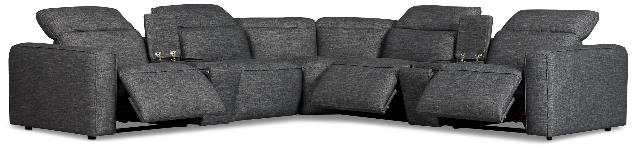 Ryland Dark Gray Fabric Large Triple Power Reclining Two-arm Sectional