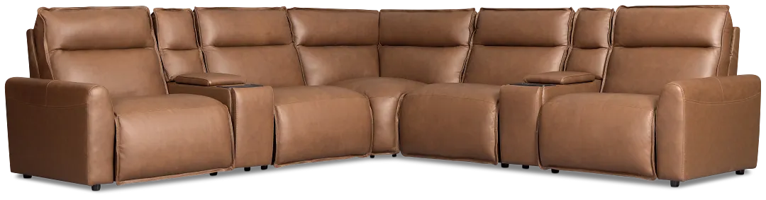 Edison Dark Brown Lthr/vinyl Large Dual Power Reclining Two-arm Sectional