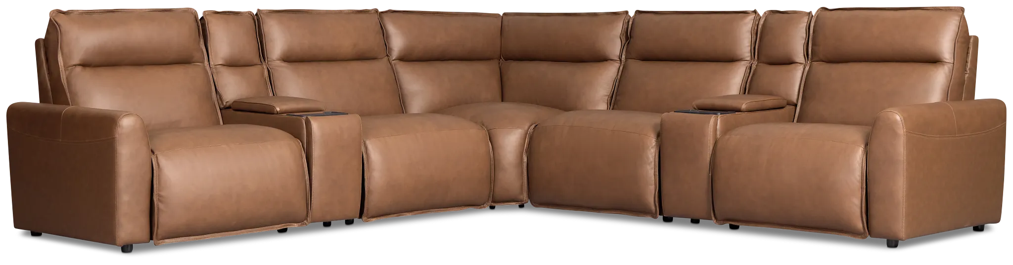 Edison Dark Brown Lthr/vinyl Large Dual Power Reclining Two-arm Sectional