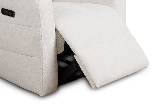 Rae White Fabric Power Recliner