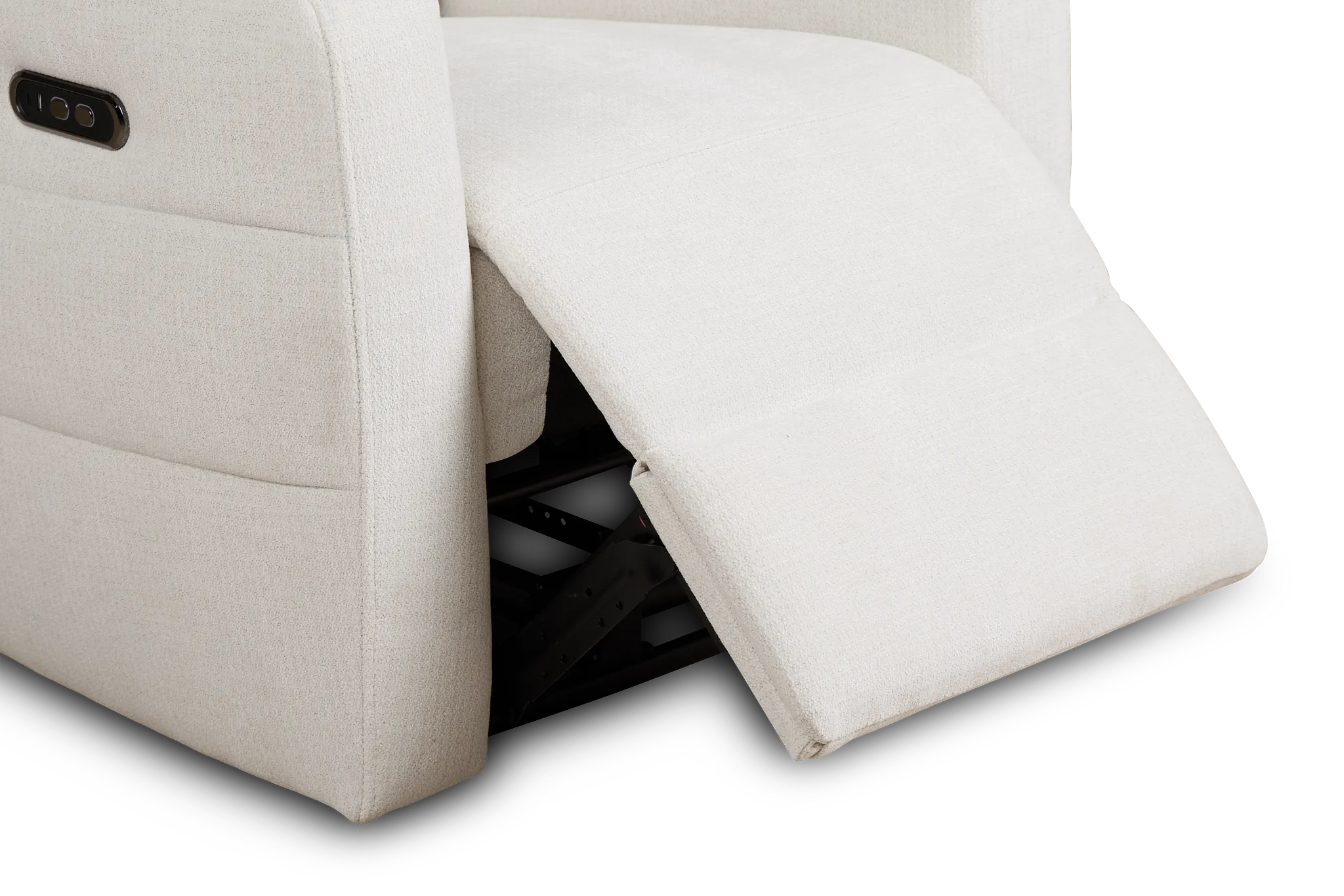 Rae White Fabric Power Recliner
