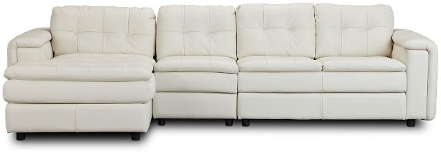 Rowan Light Beige Leather Small Left Chaise Sectional