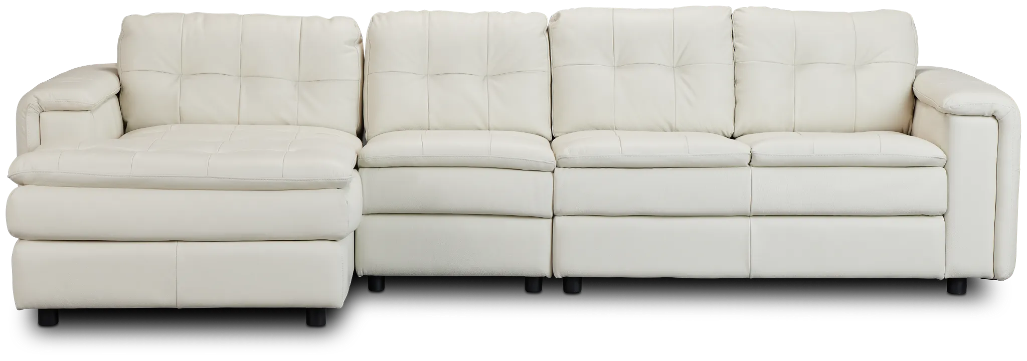 Rowan Light Beige Leather Small Left Chaise Sectional