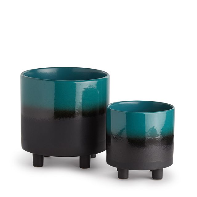 Mira Set Of 2 Teal Planter