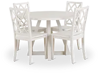 Edgartown White Round Table & 4 White Wood Chairs