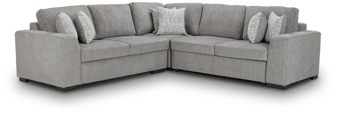 Blakely Gray Fabric Medium 2-arm Right Facing Sleeper Sectional