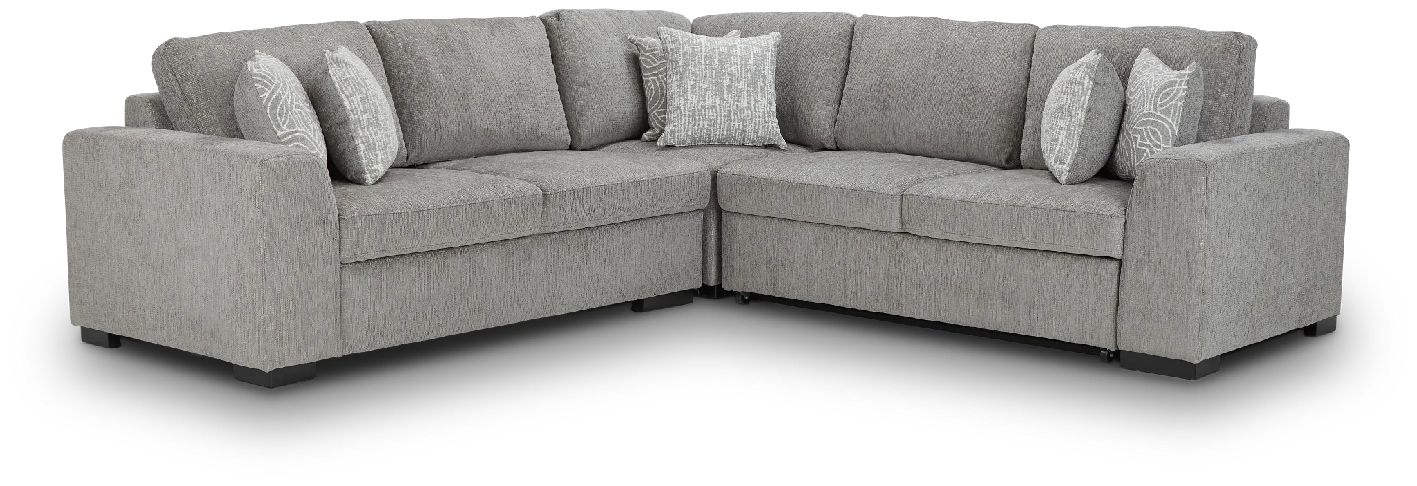 Blakely Gray Fabric Medium 2-arm Right Facing Sleeper Sectional