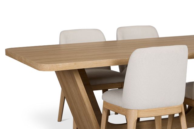 Lyndie Light Tone Rect Table & 4 Upholstered Chairs